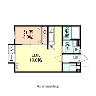 MODERN SQUARE【105号室】の間取り