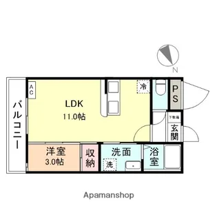 AQUE・粟島【102号室】の間取り