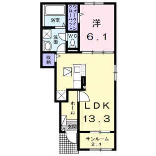 ベルフラワーA【1階】の間取り