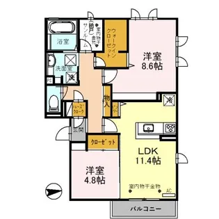 Aフォレスト コートBエレガント コート Aフォレスト【1階】の間取り