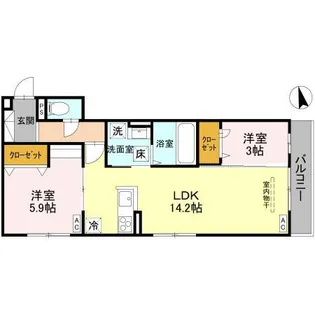 カーサ ファミール【1階】の間取り