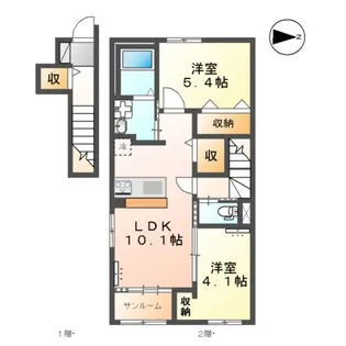 富山市北代アパート【203号室】の間取り