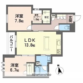 SHAMAISON神通町【2階】の間取り