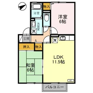 クレセントコーポ赤江【1階】の間取り