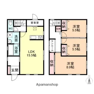 富山県富山市新根塚町1丁目【一戸建】の間取り