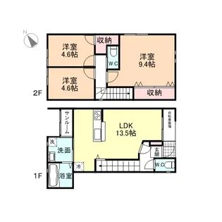 ナチュラルヴィレッジ弥生町【B号室】の間取り
