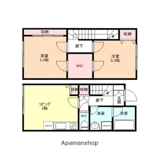 富山県富山市西荒屋【テラスハウス】の間取り