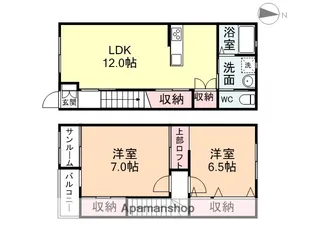 富山県富山市向新庄【テラスハウス】の間取り