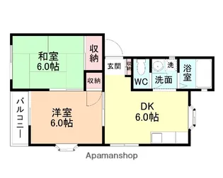 スカイコーポ西尾崎 C棟【101号室】の間取り