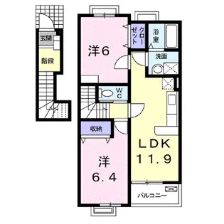 カトルセゾンB【2階】の間取り