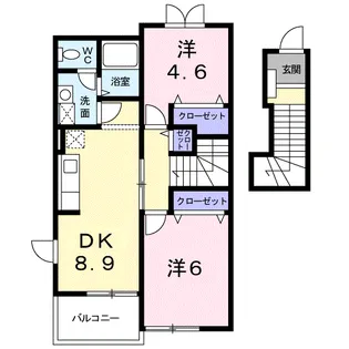 トラント・ドゥ・リスB【2階】の間取り