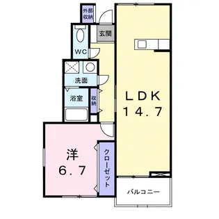グラシュー ヒル B【1階】の間取り