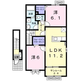 グッド・ラックA【2階】の間取り