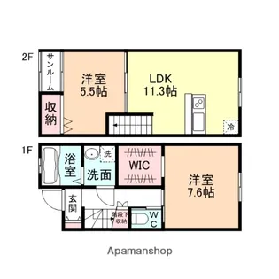 AQUA COURT【A103号室】の間取り