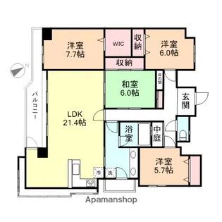 アパガーデンパレスなかしん一号館【9階】の間取り
