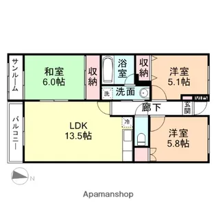 フィール高岡駅南【3階】の間取り