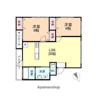 ヴァン・テ・アン片口 D棟【101号室】の間取り