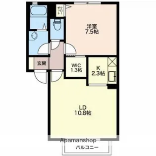 メゾンドアンソレイエ【1階】の間取り