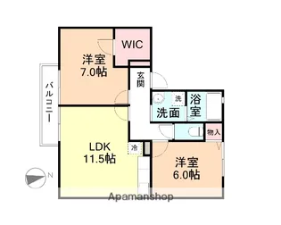 スカイクレスト A【101号室】の間取り