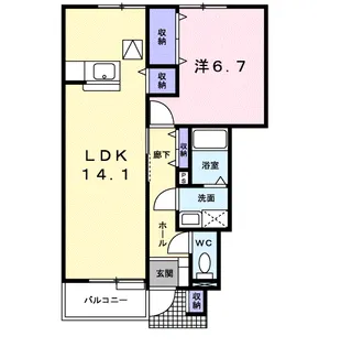 ベルフォールⅡB【1階】の間取り