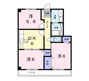 ヴィラ・ド・フルールA【1階】の間取り