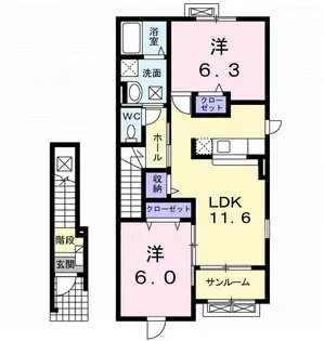 ボンヌール・E・K Ⅱ【2階】の間取り