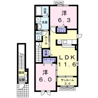 GコーポB棟【2階】の間取り