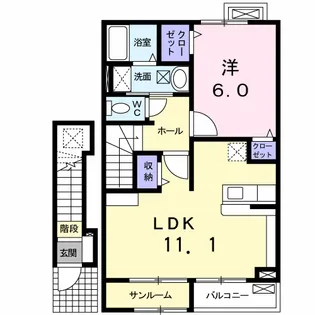 セトル・アンソレイユ B【2階】の間取り