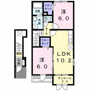 メロディ C【2階】の間取り