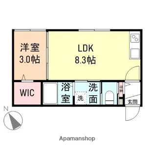 リフージョ太閤山Ⅱ【2-F号室】の間取り
