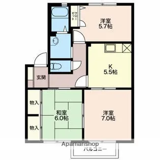 グレイスハウスB【203号室】の間取り