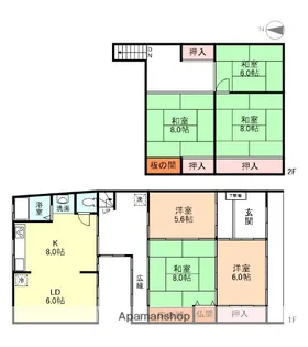 高岡市京町9−4戸建【1号室】の間取り