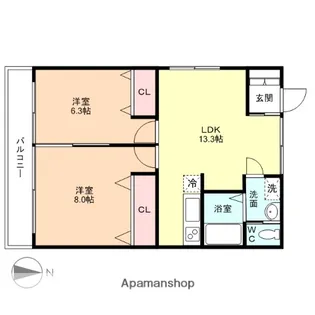 コンチネンタル新根塚【2階】の間取り