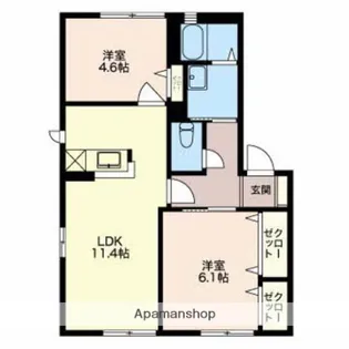 キャンプレースB【105号室】の間取り