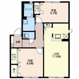 アプリコット下堀【1階】の間取り