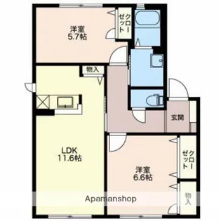 アプリコット下堀【1階】の間取り