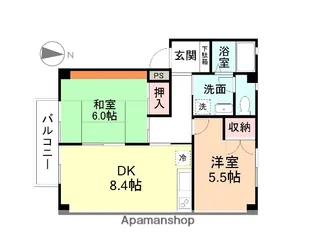 富山県富山市蓮町2丁目【アパート】の間取り