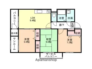 ビュー・サンポエム【205号室】の間取り