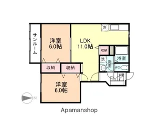 富山県富山市秋ヶ島【アパート】の間取り