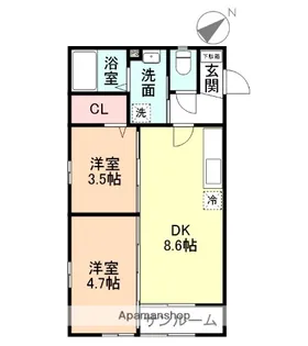 富山県富山市婦中町砂子田【アパート】の間取り