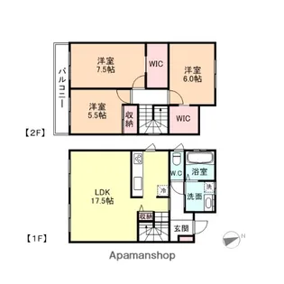 富山県富山市奥田双葉町【一戸建】の間取り