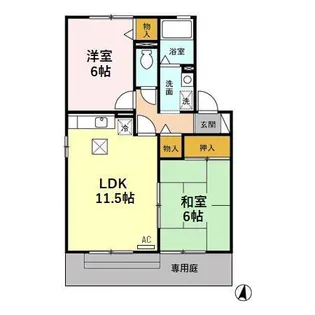 セジュール グリーン B【1階】の間取り