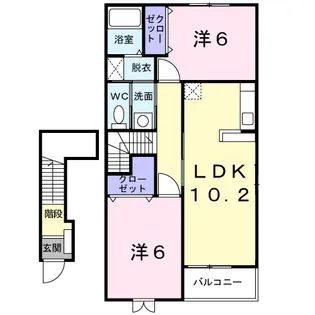ソレイユB【2階】の間取り
