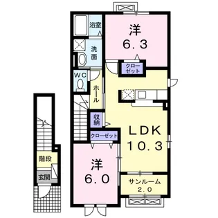 プランドール新庄Ⅱ【2階】の間取り