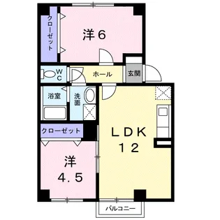 ヴィル・フォーレⅠB【2階】の間取り