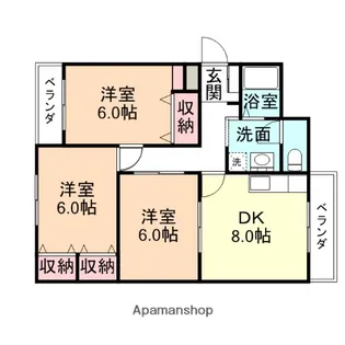 コンチネンタル布瀬Ⅰ【1階】の間取り