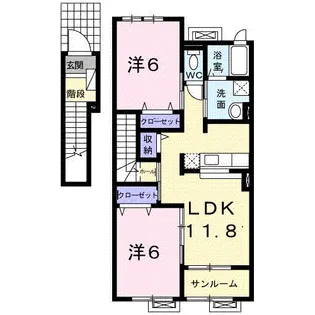 ピュアー・ファミーユA【2階】の間取り