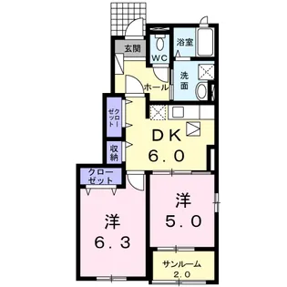 ピュアー・ファミーユB【1階】の間取り