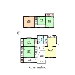 富山県富山市中間島1丁目【一戸建】の間取り