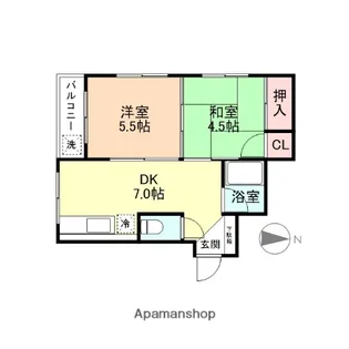 ハイコーポサカノ新庄【102号室】の間取り